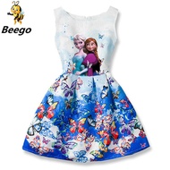 Princess Anna Elsa Dress for Girls Sleeveless Clothes Frozen Dress Birthday Party Elza Costumes Kids