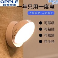 歐普照明可充電式感應LED小夜燈宿舍寢室小燈臥室床頭無線黏貼牆