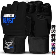 BEAST RAGE Punching Bag Taekwondo Karate Gloves for Men and Women, Half Finger MMA Kickboxing Sparri