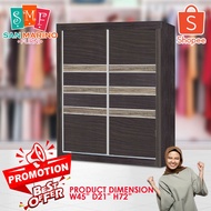 [FREE INSTALLATION] Wardrobe - Sliding Door 4 Feet Wardrobe 1122 / Wardrobe with mirror Large hangin
