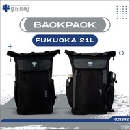 ONE&I Men's Backpack in Black and Grey, Rolltop Model, Fukuoka 21L