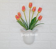 bunga tulip artificial pot tempel dinding// hiasan dinding bunga tulip plastik