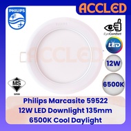 Philips 59522 Marcasite 12W LED Downlight / 6500K Cool Daylight / 135mm / 5" / Round / Slim Design
