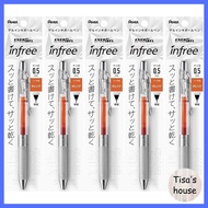 Pentel Gel Ink Ballpoint Pen EnerGel InFree 0.5 Orange XBLN75TL-F 5 pieces