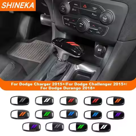 SHINEKA Car Gear Shift Knob Top Head Decoration Cover Handle Stickers for Dodge Charger Challenger 2