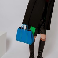 HERMES 7W伊茲密爾藍帆布銀釦Garden party 30cm