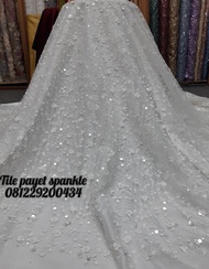 Kain bahan brokat tulle tille tile tule full payet tulle sequin squence sparkle.