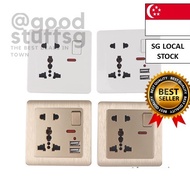 [SG FREE 🚚] Universal Wall Socket With LED Light Switch 5 Hole USB Wall Power Socket
