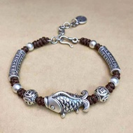 Lin Dasheng Jewelry Sterling Silver 999.9 Koi Bracelet Braided Bracelet Sterling Silver Bracelet Exq