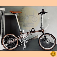 Fnhon Gust 18” • 9 Speeds Shimano • Litepro K-Pro Silverock tyres • Foldable Folding Foldie Folding Bike Bicycle • 16” inches 349 • Rose Gold • Velocity Crius Master Blast Tornado Dahon Tern Bifold Trifold Customise My Bicycle •