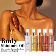 Shimmer Body Oil Face and Body Glowing Oil Waterpr Shimmer Body Oil 脸部身体发光油防水保湿液体高光彩妆260123FF