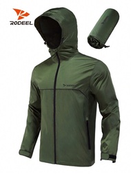 RODEEL 男士輕便雨衣,反光圖形騎行雨衣,可重複使用的跑步、徒步旅行、露營、運動外套,體育館服春季上衣
