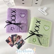FAYSHOW2 Photocard Holder, A5 Ribbon Bow Photo Albums, Plush Ballet-Style Girls Star Photo Card Coll