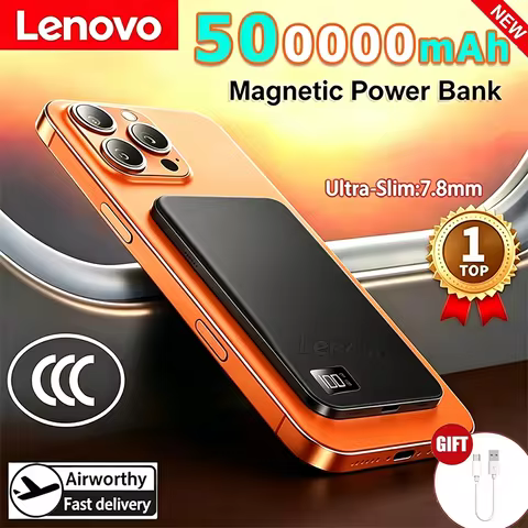 Lenovo HOT 500000mAh Ultra-thin Magnetic Powerbank 3C Certified Wireless Digital Display Mobile Batt
