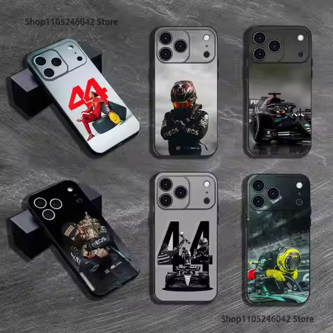 Racing 44 L-Lewis H-Hamilton For iPhone 17,16,15,14,13,12,11,Pro,XS,Max,XR,Plus,E,SE4,Mini Black Sof