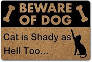 MjiejieM Funny Mats Beware of The Dog The Cat is Shady as Hell Too Indoor Floor Welcome Mat for Entr