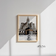 Kaaba and Makkah Clock Royal Tower Haram Mosque Painting Sketch Watercolor | ARTISTLAM