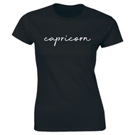 Capricorn Printed Crew Neck Black T-Shirt for Astrology Zodiac Sign tops tee
