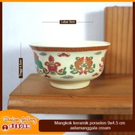 Ceramic bowl / bowl / ceramic porcelain feet astamanggala cream 9x4.5 cm