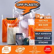 Fixguru OPP Plastic Bag | Clear Transparent | Self-Adhesive | Resealable Packaging | 100pcs
