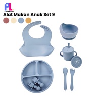 Pasarline 1 Set 9 pcs Children's Cutlery Silicone Material Baby Eating Utensils Baby Eating Utensils