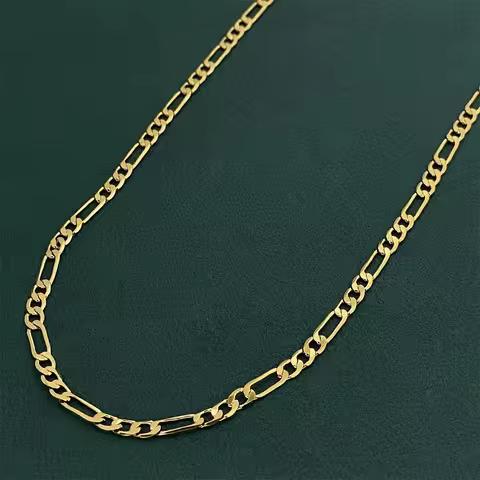 Luxury 24K 9999 Pure Gold real gold Width 2MM three to one unisex geometric Cuban chain 45cm 50cm 55