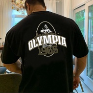 Black Retro American Style Back Print Oversized 100% Cotton T-Shirt Mr Olympia Bodybuilder Loose Plu