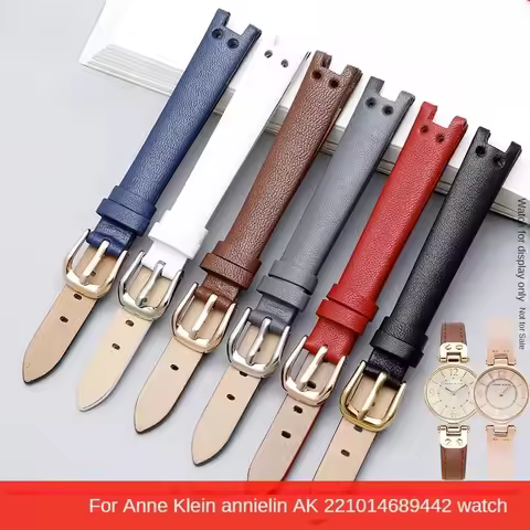 Genuine Leather Durable Waterproof Watch Band Women for Anne Klein AK 2156 2157 Ak2618rgbk Replace O