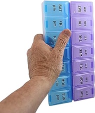 Dependable Industries Jumbo Extra Large 9" x 4.75" 7 Day 2 Times a Day Weekly Pill Organizer, Purple