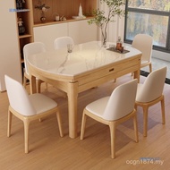 Slate Retractable Small Apartment Style Cream Modern Log Color Dual-Use Dining Table Chair Simple Ho