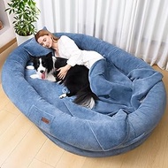 Fvkind Human Dog Bed for Adult Kids, 70"x33"x12" Washable Faux Fur Human Size Dog Bed for People Doz