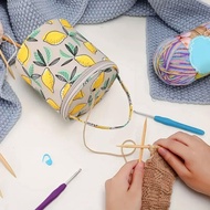 Round Wool Yarn Handheld Storage Bag Portable Knitting Bag with Its Own Thread Hole Tube Bag Crochet