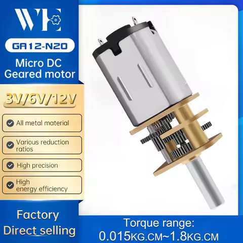 12GA-N20 Miniature DC Metal Gear Motor 3V 3.7V 5V 6V 12V Low RPM High Torque 4WD Car Electric Screwd