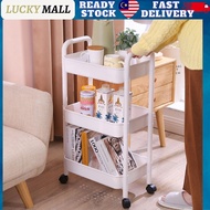[ Ready Stock Msia ] 3 Tier Multifunction Storage Trolley Rack Office Shelves Home Kitchen Rack With Wheel