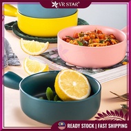 VRstar Nordic Ceramic Bowl with Handle Baked Rice Pasta Salad Soup Round Serving Baking Mangkuk Micr