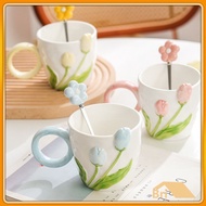 Japanese Ceramic Mug Coffee Mug Cute Tulips Coffee Mug Cartoon Flower Cup bri