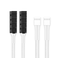 PANO-MOUNTS 2-Pack PWM Fan Hub Cable 4Pin Computer CPU Case Fan White Splitter 5 Port 1 to 5 Fans fo