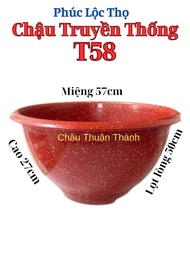 5 Cái Chậu Nhựa Truyền Thống Phúc Lộc Thọ THUẬN THÀNH Trồng Cây-Mẫu T58-Màu Đỏ Đá