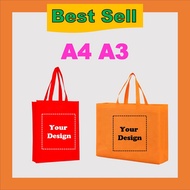 NON WOVEN BAG - A4 A3- ECO TOTE BAG - RECYCLE BAG - REUSEABLE BAG
