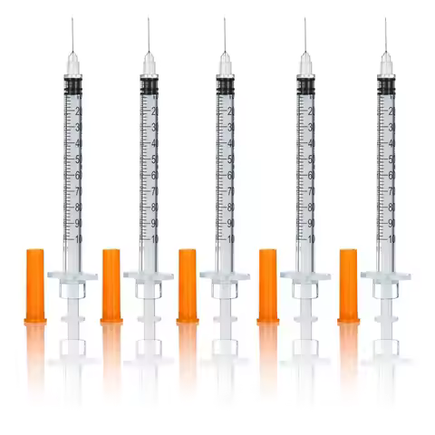 30Pcs/Box U-100 1ml 30G insulin Syringe With 8mm Needle Disposable Individual Wrapped Orange Sterili