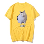 Cat Saying Huh? Funny Meme T-shirt Men Women   Breathable Short Sleeve Oversized T Shirts Fashion Ha