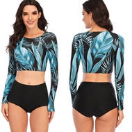 surf suit 2 Piece Bodysuit Long Sleeve swimsuit for surfing Swimming Rashguard for Women Rash Guard Swim Shirts plus size