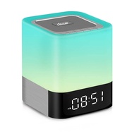 Night Light Bluetooth Speaker, Alarm Clock Bluetooth Speaker Touch Sensor Bedside Lamp MP3 Player, D