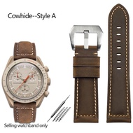 New 20mm Vintage Cowhide/Italian Leather Watchband For Omega X Swatch Planetary Joint MoonSwatch Men Women Watch Strap Bracelet