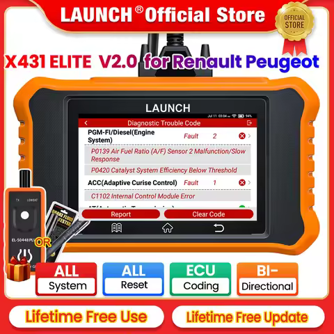 【for Renault,Peugeot】2025 LAUNCH X431 ELITE V2.0 Car OBD2 Scanner Bi-Directional Diagnostic Tools Au