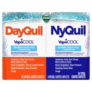 DayQuil and NyQuil SEVERE with Vicks VapoCOOL, Cough, Cold & Flu Relief Combo Pack, 24 Caplets (16 D