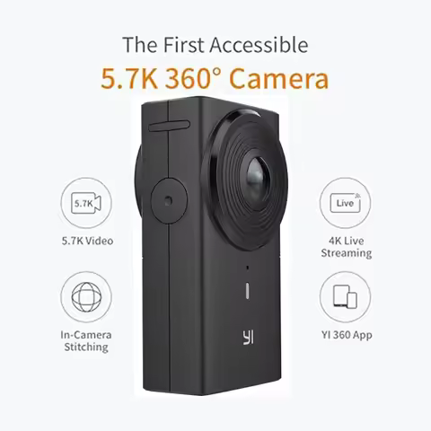 YI 360 VR Dual-Lens 5.7K HI Resolution Panoramic Camera With Electronic Image Stabilization, 4K In-C