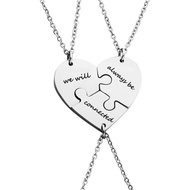 Ankiyabe 3 Best Friends Heart Puzzle Piece Pendant Necklace Set of 3 Long Distance Friendship Neckla