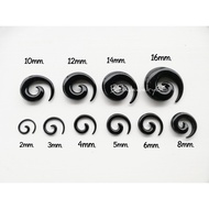 Ring Ear Jewels Acrylic Spiral Black Size 2mm.-16mm.