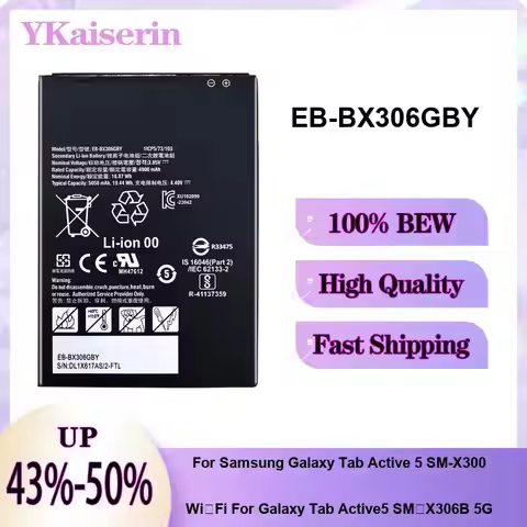 Tablet Battery EB-BX306GBY 5050Mah For Samsung Galaxy Tab Active 5 SM-X300 Wi‑Fi Active5 SM‑X306B 5G